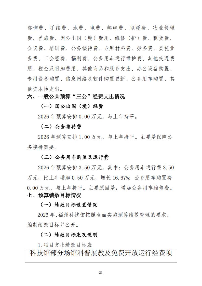 2026年度福州科技館單位預(yù)算公開(kāi)
