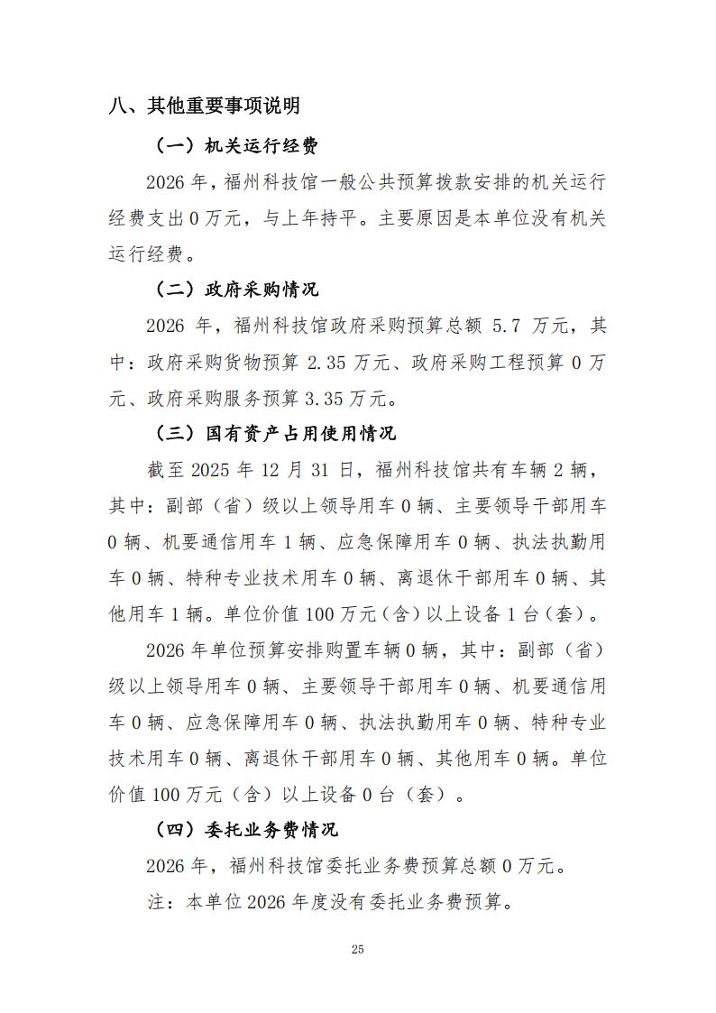 2026年度福州科技館單位預(yù)算公開(kāi)